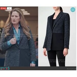 AKRIS PUNTO Mixed Media Tweed Boyfriend Blazer US 4 Black